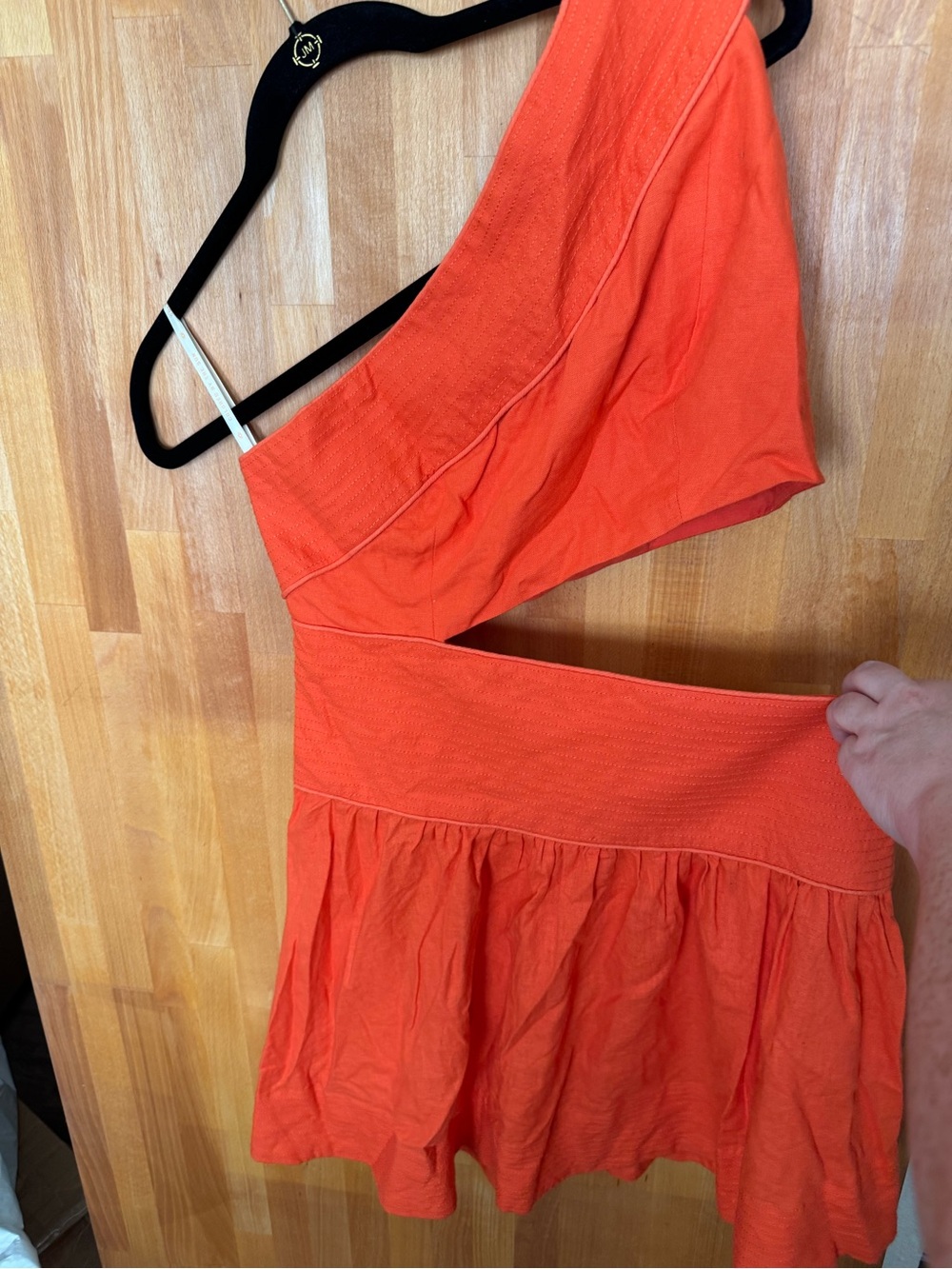 Farm Rio Orange One-Shoulder Mini Dress size Small - Picture 4 of 8
